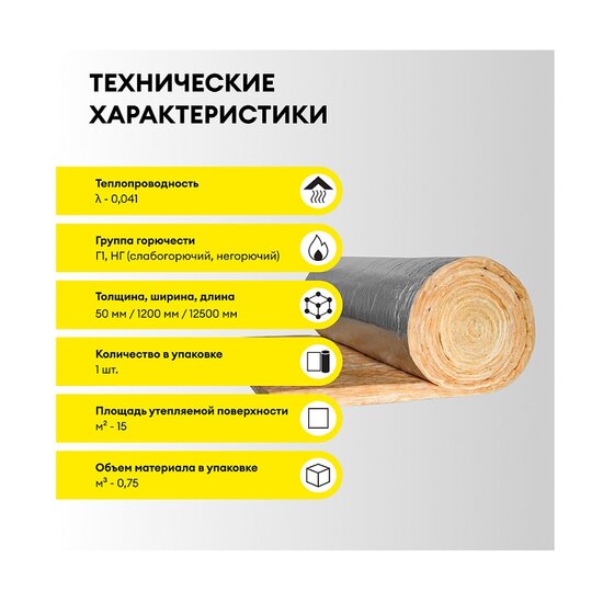 Утеплитель фольгированный Vetonit Маты Сауна-50 12500х1200х50 мм