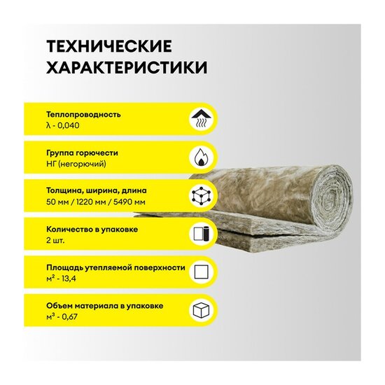 Утеплитель Vetonit Рулон Теплый Дом ТВИН 5490х1220х50 мм, 2 шт