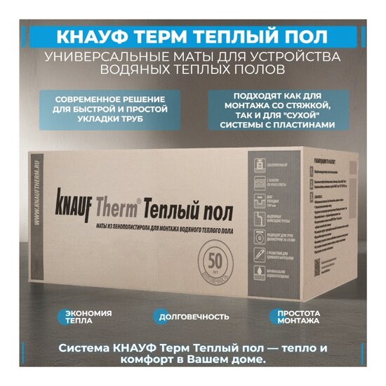 Пенополистирол Knauf Therm Теплый Пол, 1200х600 мм (1 шт)