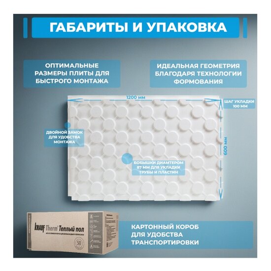 Пенополистирол Knauf Therm Теплый Пол, 1200х600 мм (1 шт)
