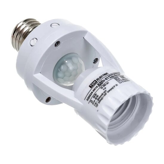 Датчик движения ИК TDM Electric ДДПт-01 в патрон E27 d=6 м, 60Вт, 3-2000 Лк, 10-300с