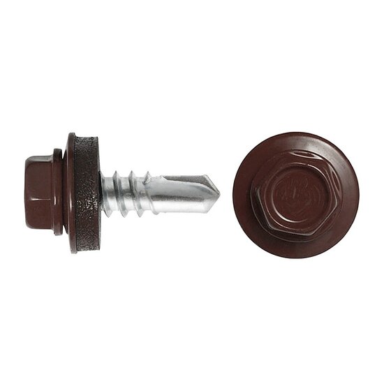 Саморез кровельный SWFS Premium RAL-8017 ZP 5,5х19 (300 шт) круглый конт-р