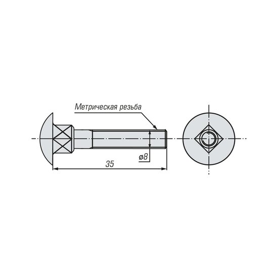Болт мебельный SWFS DIN603 М8х35 (100 шт)