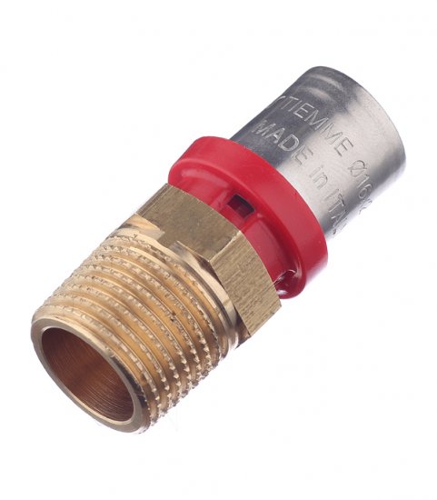 Соединитель прямой Tiemme 16(пресс) х 1/2 НР(ш)