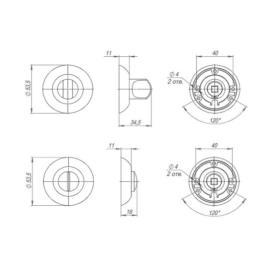 Фиксатор Punto TL SN/CP-3 круглая розетка матовый никель/хром