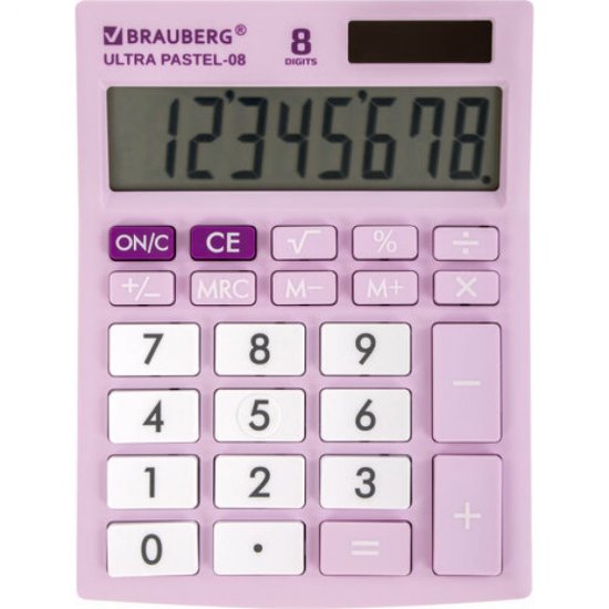 Настольный компактный калькулятор BRAUBERG ULTRA PASTEL-08-PR