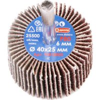 Радиальный лепестковый круг абразивный ДИОЛД 40x25 мм, хвостовик 6 мм, P 80
