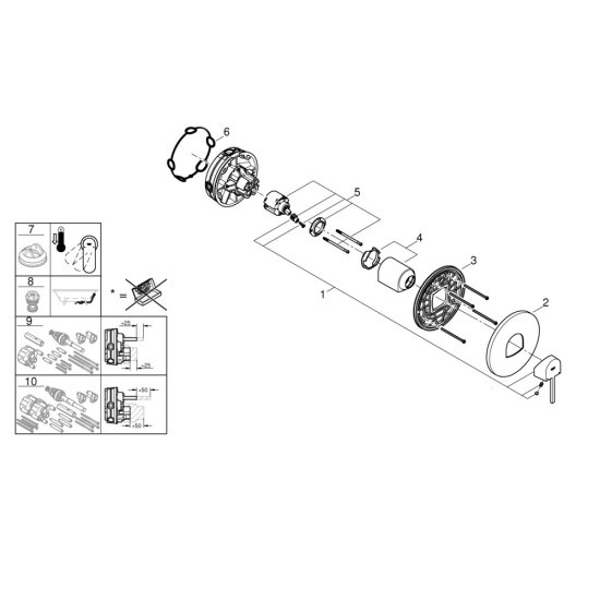 Смеситель для душа Grohe Plus скрытый монтаж внешняя часть 1 положение (24059003)