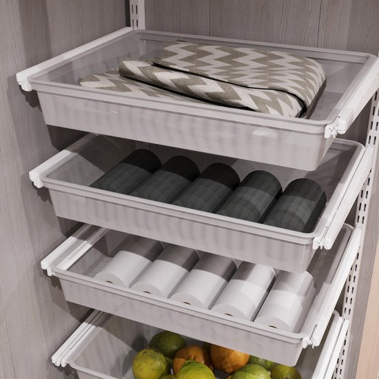 Корзина выдвижная мелкосетчатая металлическая белая 535х410х85 мм Титан-GS