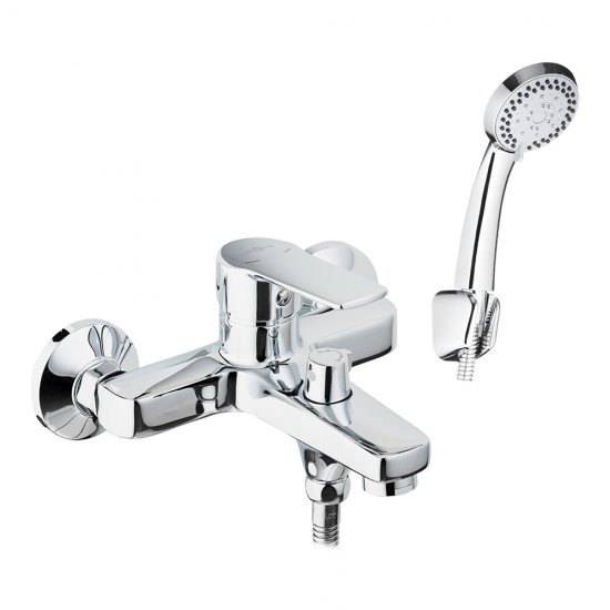 Смеситель для ванны Decoroom DR22 хром однорычажный с коротким изливом с лейкой (DR22036)