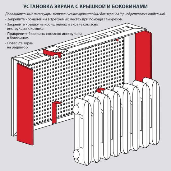 Боковина для экрана радиатора 600х156 мм универсальные белые (2 шт.)
