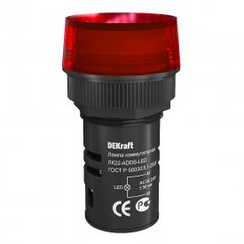 Лампа сигнальная Dekraft ЛK-22 220 В IP54 пластиковая красная (25066DEK)