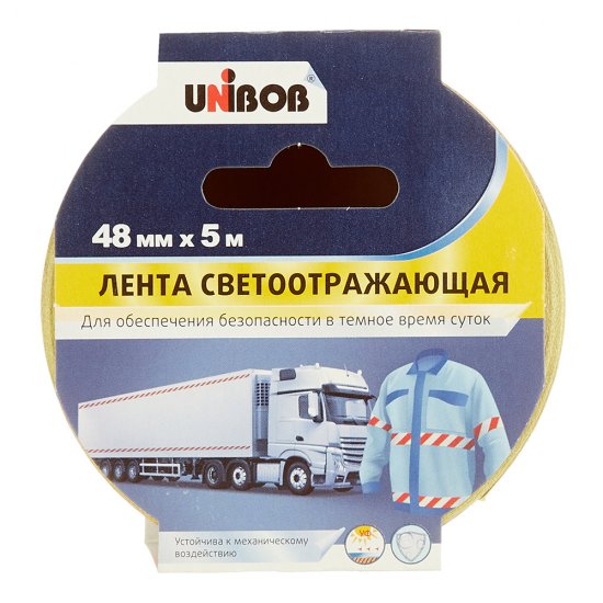 Лента сигнальная светоотражающая Unibob красно-белая 48 мм 5 м