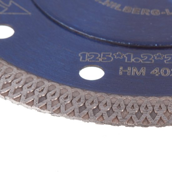 Диск алмазный по керамограниту Hilberg Hard Materials X-type 125x22,2x1,2 мм турбо ультратонкий сухой рез (HM402)