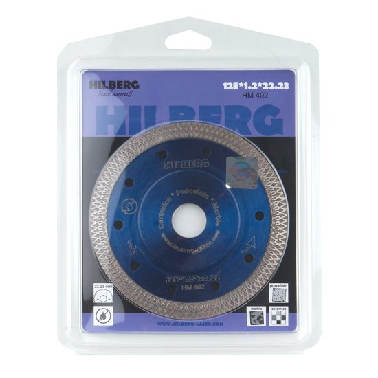 Диск алмазный по керамограниту Hilberg Hard Materials X-type 125x22,2x1,2 мм турбо ультратонкий сухой рез (HM402)