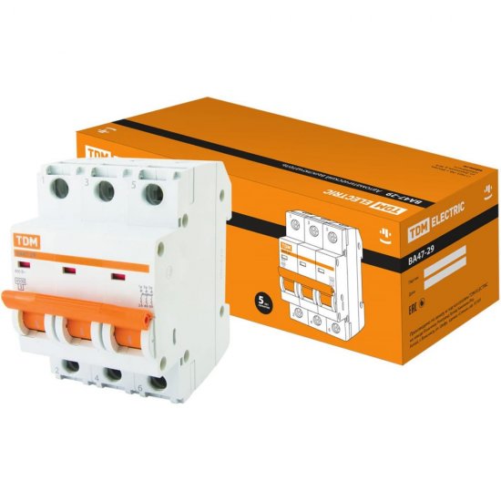 Автомат TDM ELECTRIC ВА47-29 3Р, 3 А, 4,5 кА, С