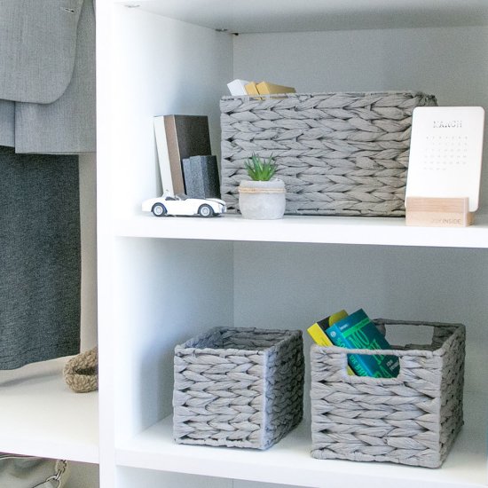 Корзина плетеная для хранения Колос 210х150х150 мм серая