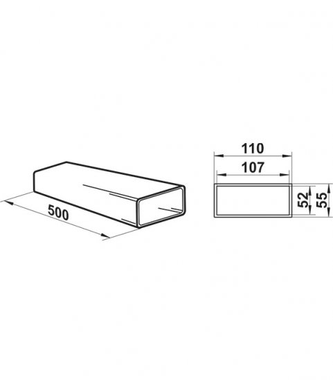 Воздуховод плоский пластиковый 55х110 мм 0,5 м