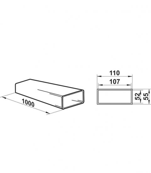 Воздуховод плоский пластиковый 55х110 мм 1 м