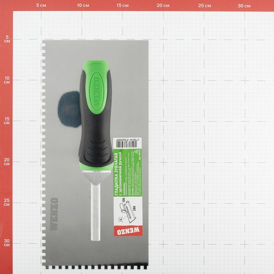 Гладилка зубчатая Wenzo 280х130 мм зуб 4х4 мм с эргономичной ручкой