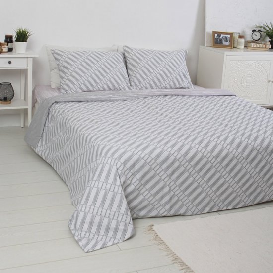 Комплект постельного белья Евро бязь Melissa Main серый с простыней 200х215 см