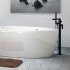 Смеситель для ванны напольный WasserKraft Elbe черный однорычажный с коротким изливом с лейкой (7421)
