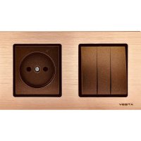 Трехклавишный выключатель + розетка Vesta Electric Комплект-2