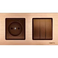 Трехклавишный выключатель + розетка Vesta Electric Комплект-2