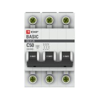 Автоматический выключатель модульный EKF Basic ВА 47-29 3P 50А тип C 4,5 кА 400 В (mcb4729-3-50C)