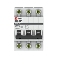 Автоматический выключатель модульный EKF Basic ВА 47-29 3P 63А тип C 4,5 кА 400 В (mcb4729-3-63C)