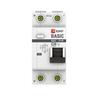 Автомат дифференциальный EKF Basic АД-12 20А 1P+N тип AC 30 мА 4,5 кА (DA12-20-30-bas)