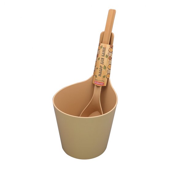 Набор для бани ведро 6 л ковш 350 мл Архимед пластиковый (Р1234БЕЖ)