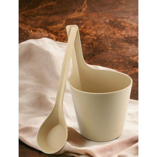 Набор для бани ведро 6 л ковш 350 мл Архимед пластиковый (Р1234БЕЖ)