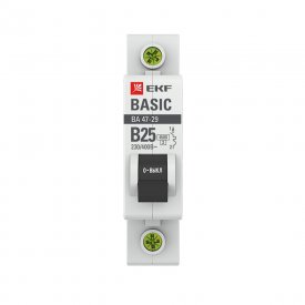 Автоматический выключатель модульный EKF Basic ВА 47-29 1P 25А тип В 4,5 кА 230 В (mcb4729-1-25-B)