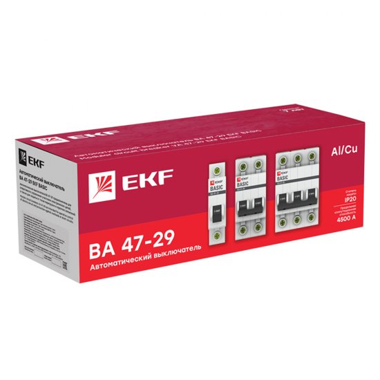 Автоматический выключатель модульный EKF Basic ВА 47-29 1P 32А тип C 4,5 кА 230 В (mcb4729-1-32C)
