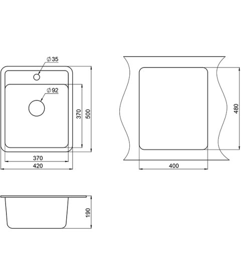 Мойка для кухни Granula Standard 50х42х19 см врезная кварц черная