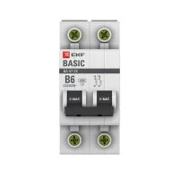Автоматический выключатель модульный EKF Basic ВА 47-29 2P 6А тип B 4,5 кА 230 В (mcb4729-2-06-B)