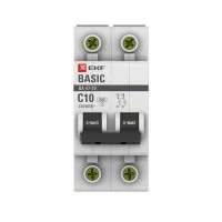Автоматический выключатель модульный EKF Basic ВА 47-29 2P 10А тип C 4,5 кА 230 В (mcb4729-2-10C)
