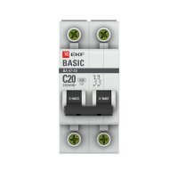 Автоматический выключатель модульный EKF Basic ВА 47-29 2P 20А тип C 4,5 кА 230 В (mcb4729-2-20C)