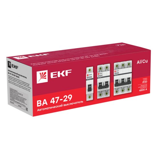Автоматический выключатель модульный EKF Basic ВА 47-29 2P 40А тип C 4,5 кА 230 В (mcb4729-2-40C)