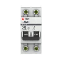 Автоматический выключатель модульный EKF Basic ВА 47-29 2P 63А тип C 4,5 кА 230 В (mcb4729-2-63C)