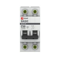 Автоматический выключатель модульный EKF Basic ВА 47-29 2P 50А тип C 4,5 кА 230 В (mcb4729-2-50C)