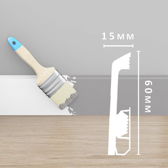 Плинтус экополимер Winart Pro 60х19х2000 мм белый с монтажной планкой (90.60.001.001)