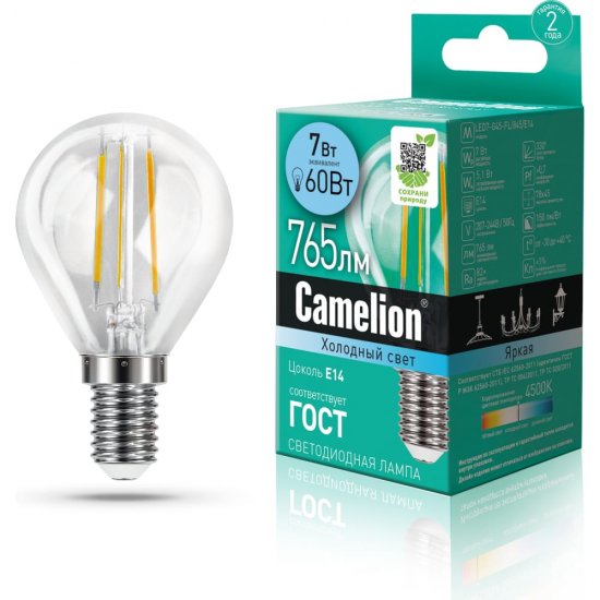 Светодиодная лампа Camelion LED7-G45-FL/845/E14