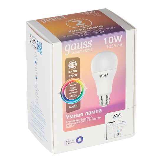 Лампа светодиодная Gauss E27 2700-6500К 10 Вт 970-1055 Лм 220 В груша А60 матовая