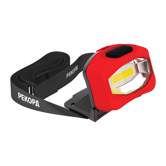 Фонарь налобный Рекорд SH-350 светодиодный 1 LED 2 Вт на батарейках ААА пластик 3 режима (23173)