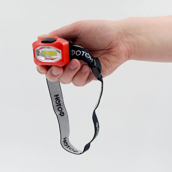 Фонарь налобный Рекорд SH-350 светодиодный 1 LED 2 Вт на батарейках ААА пластик 3 режима (23173)