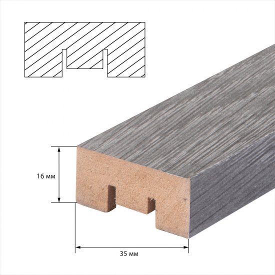 Декоративная рейка МДФ 35х16х2700 мм дуб серый Стильный Дом