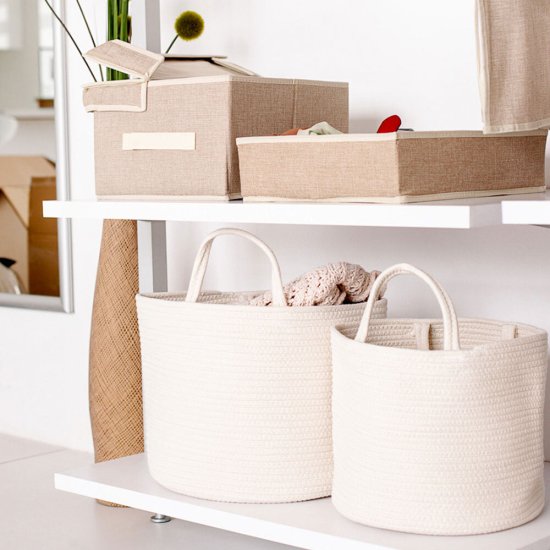 Корзина для хранения Хлопок 350х350х290 мм светло-бежевая