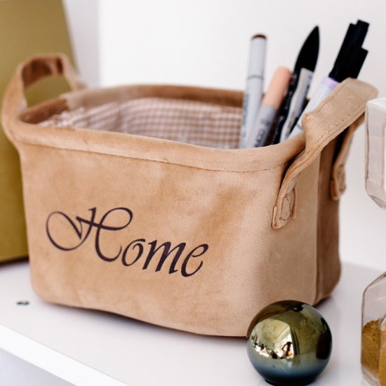 Корзина для хранения Велюр 210х160х120 мм бежевая